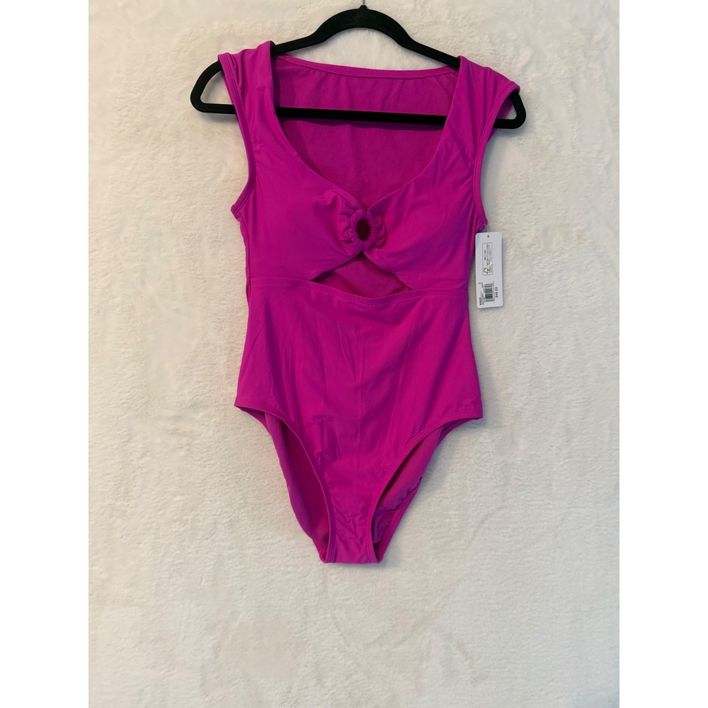 Freshwater Recycled Fabric One Piece Swimsuit Women M Pink Cutout Ring NWT